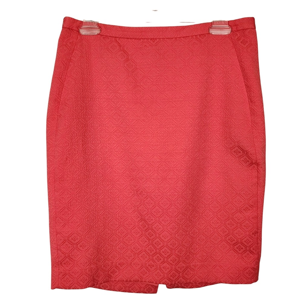 THE LIMITED Size 6 Coral Pink Textured Jacquard Mini Pencil Skirt Office Career